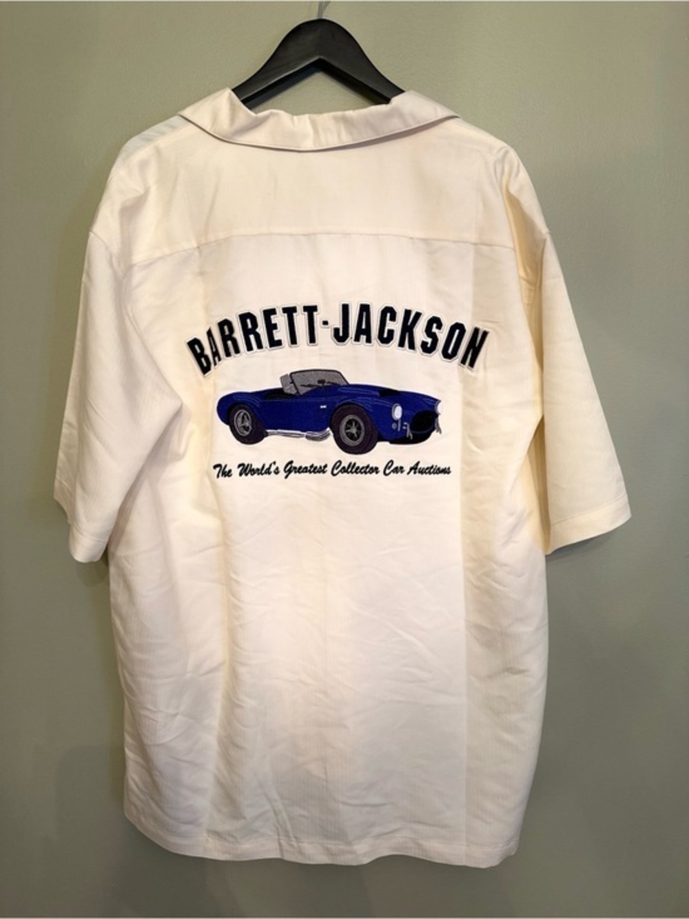 NWT Barrett-Jackson Men's Camp Cream/Blue Shelby Button Up Shirt XL
